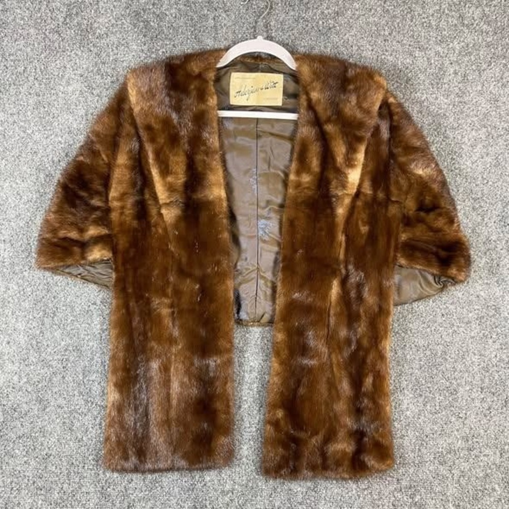 Adorjan & Witt Chicago Mink Fur Stole Cape Rich Brown Wedding Glam Mob Wife
